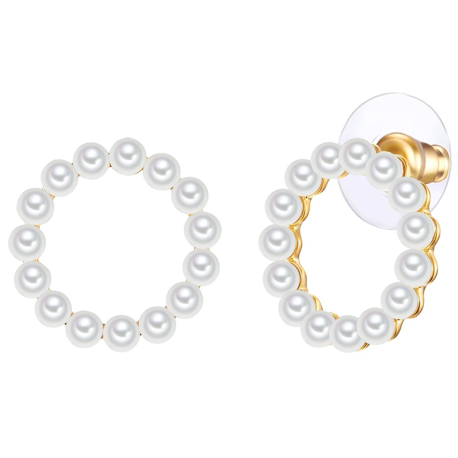 Lulu & Jane Perlen-Ohrstecker Messing Muschelkernperle in Gelbgold 18,3 mm Damen