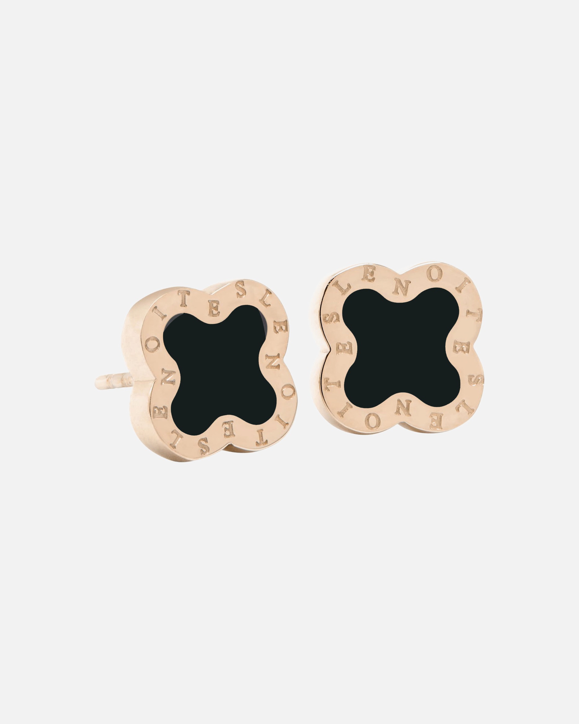 Ohrringe für Weiblich Lenoites Ohrhänger 'Four-leaf Clover Mini' rose gold black