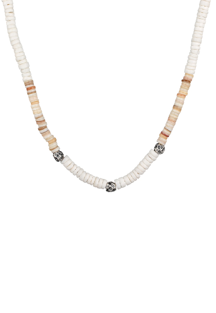 Haze & Glory Puka Muschel Halskette mit Beads 925 Silber 52 Herren
