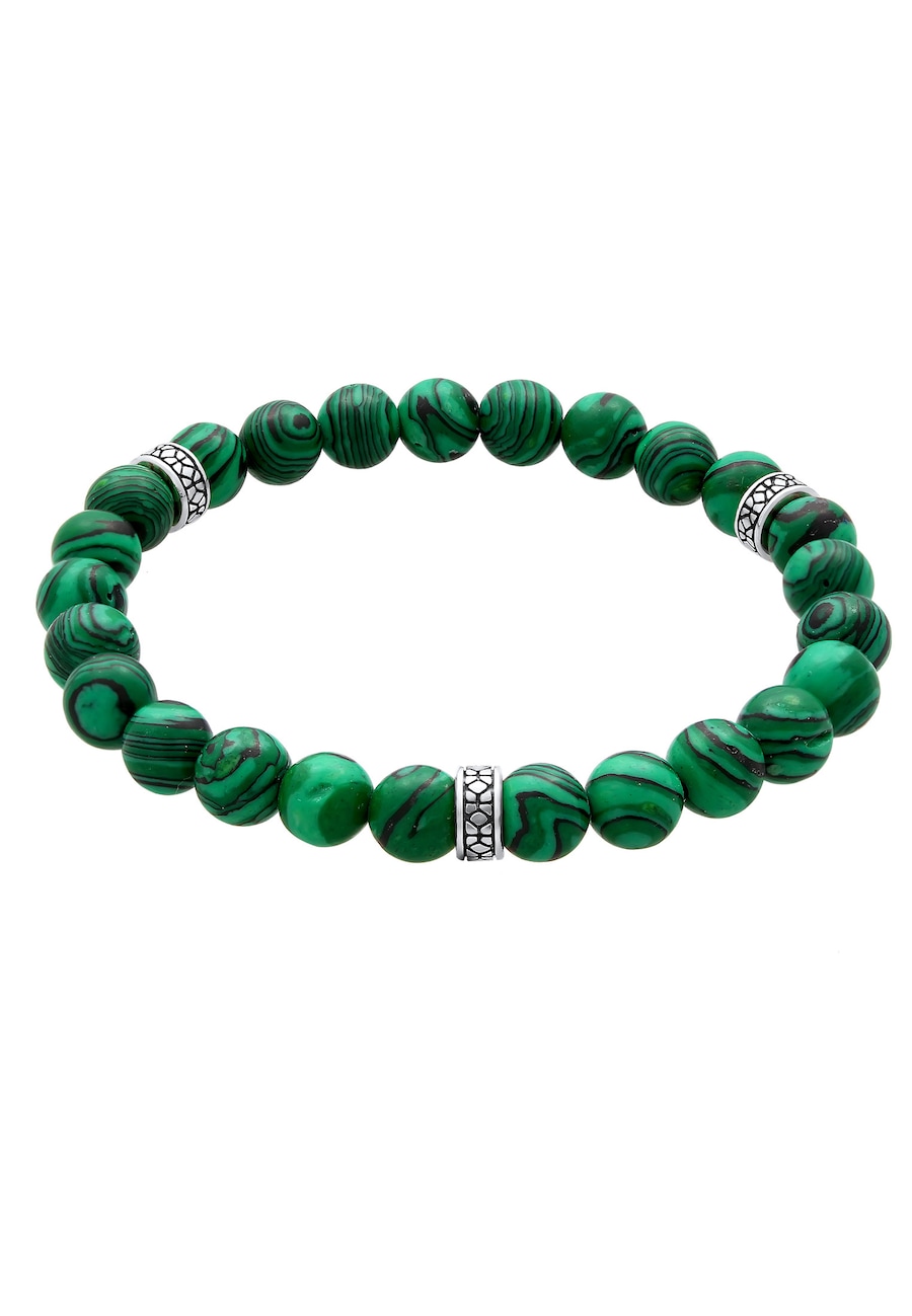 KUZZOI synthetischer Malachit Bead 925er Silber oxidiert 21 Herren