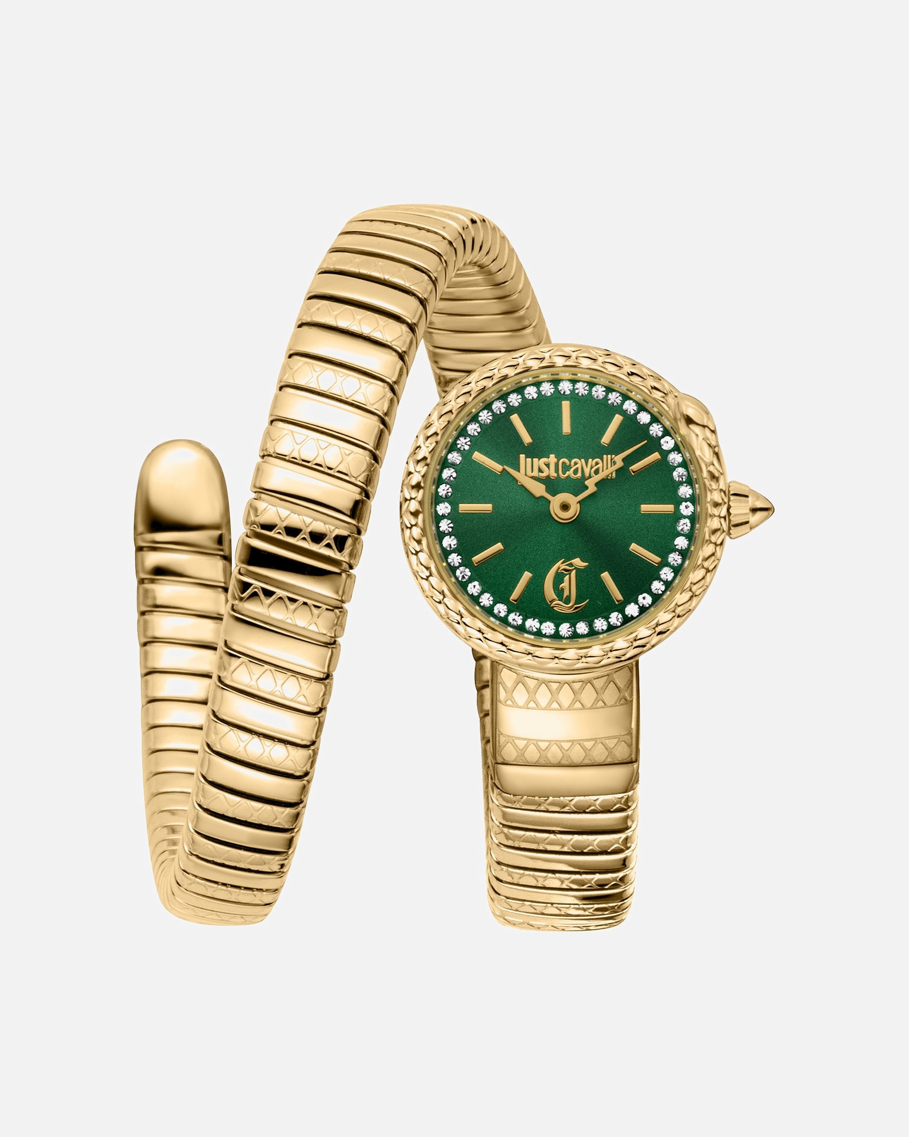 Uhr für Weiblich Roberto Cavalli Damenuhr Edelstahl dunkelgrün, gold