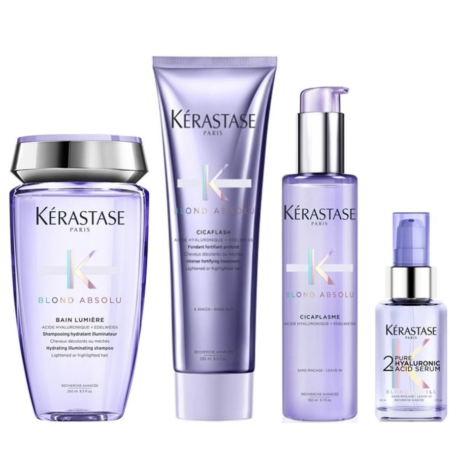 Kérastase Blond Absolu L 4er Set (Bain Lumière / Cicaflash Cicaplasme Hyaluronic Serum) Damen