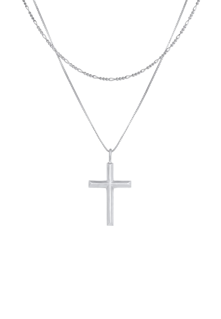 KUZZOI Herren Layer Kreuz Religion 925 Silber silberfarben