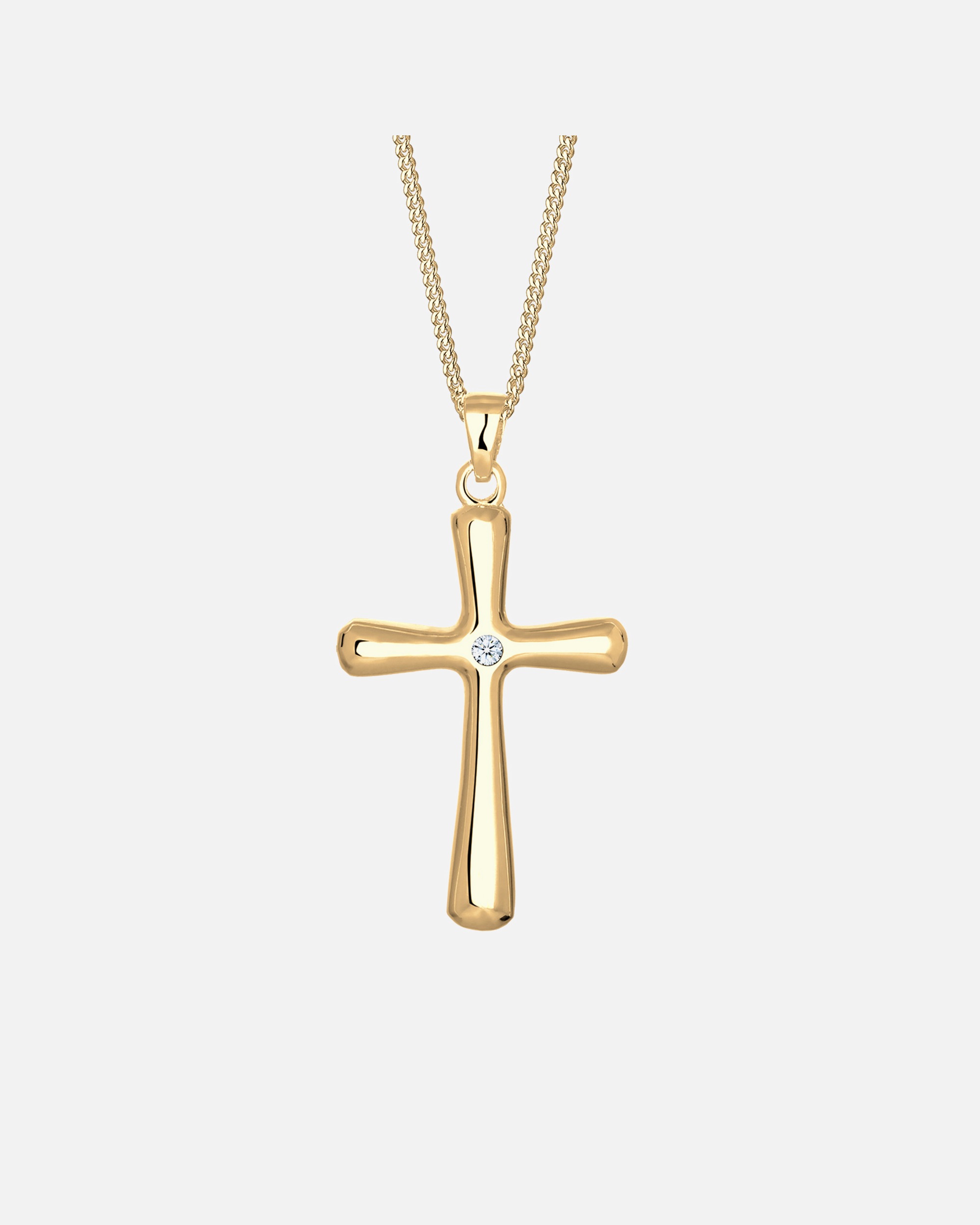 Halskette für Weiblich Elli DIAMONDS Kreuz Diamant Konfirmation Kommunion 925 Silber goldfarben