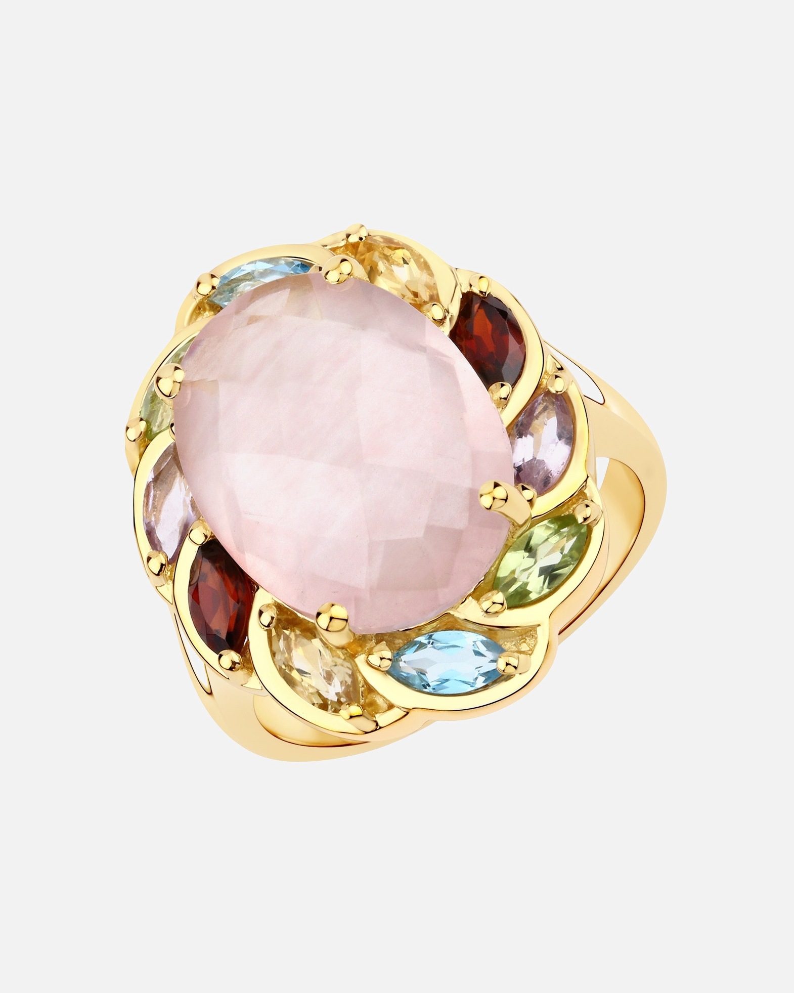 Ring für Weiblich Rafaela Donata Ring Sterling Silber Rosenquarz in Gelbgold 50