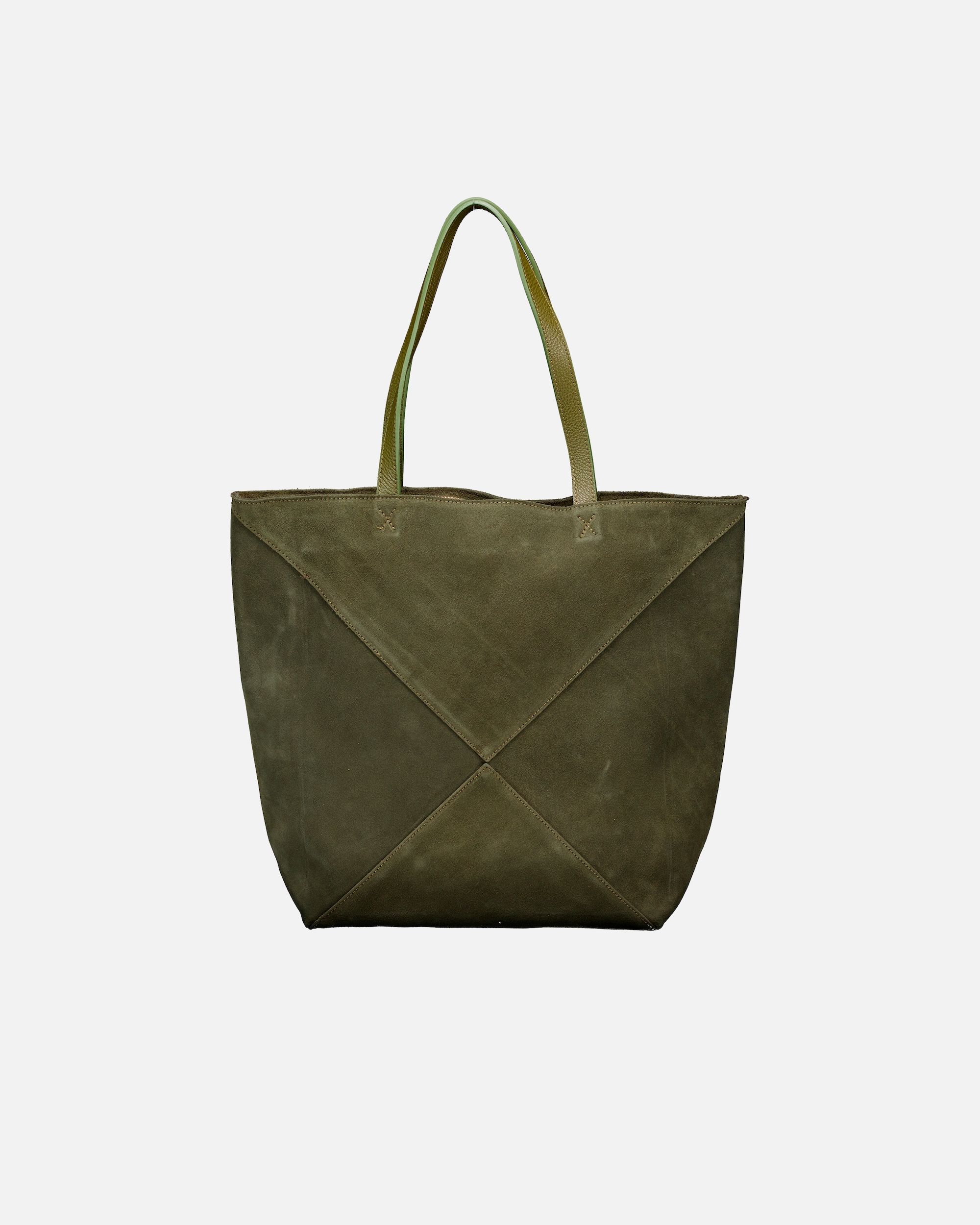 Shopper für Weiblich Hausfelder Manufaktur Shopper Velours mit herausnehmbarem Etui Oliv