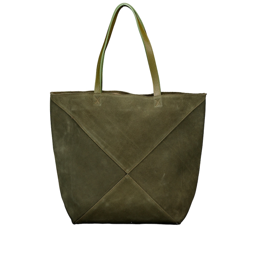 Hausfelder Manufaktur Shopper Velours mit herausnehmbarem Etui Oliv Damen