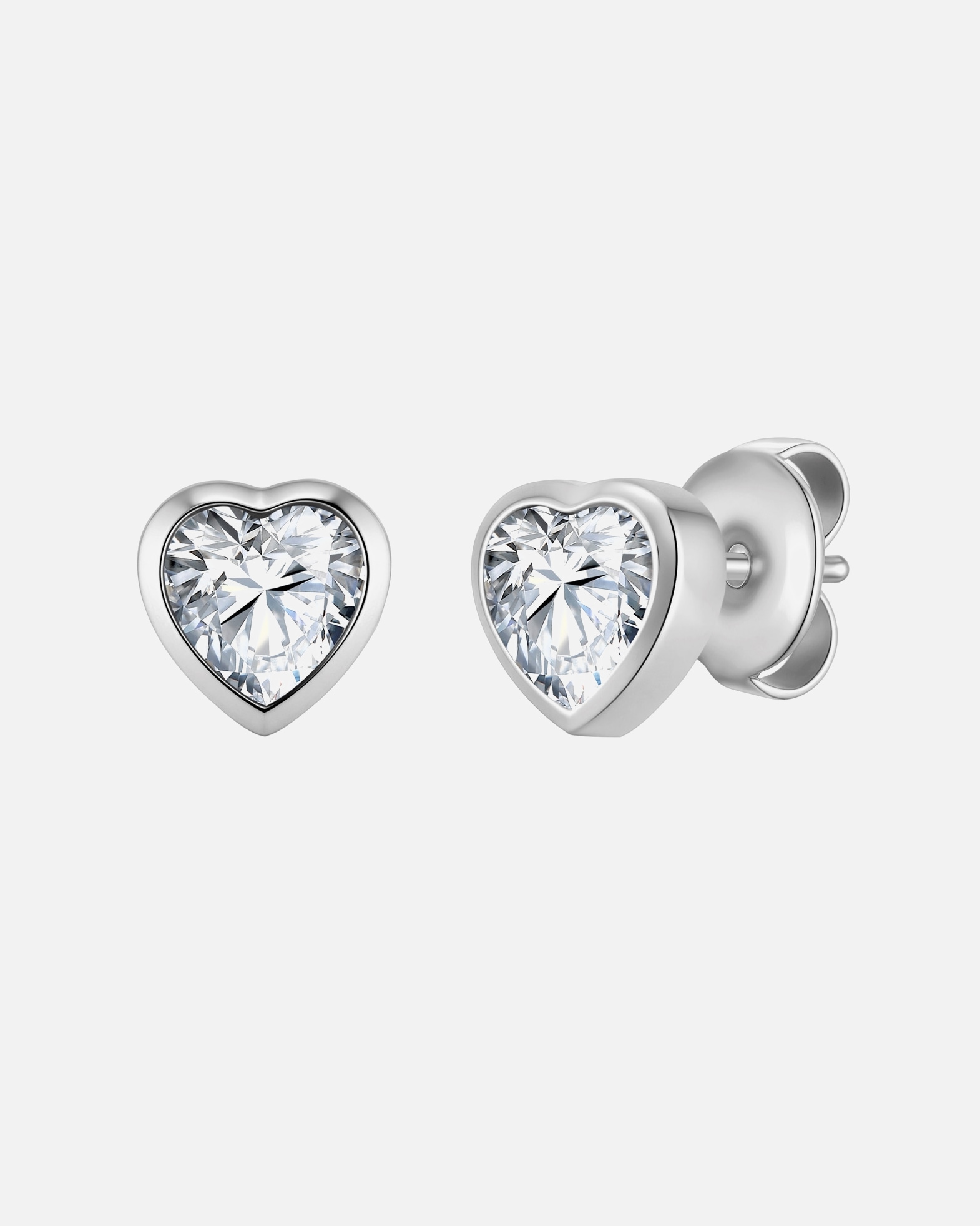 Ohrringe für Weiblich Glanzstücke München Ohrstecker Herz aus Edelstahl mit Zirkonia 6,8 mm