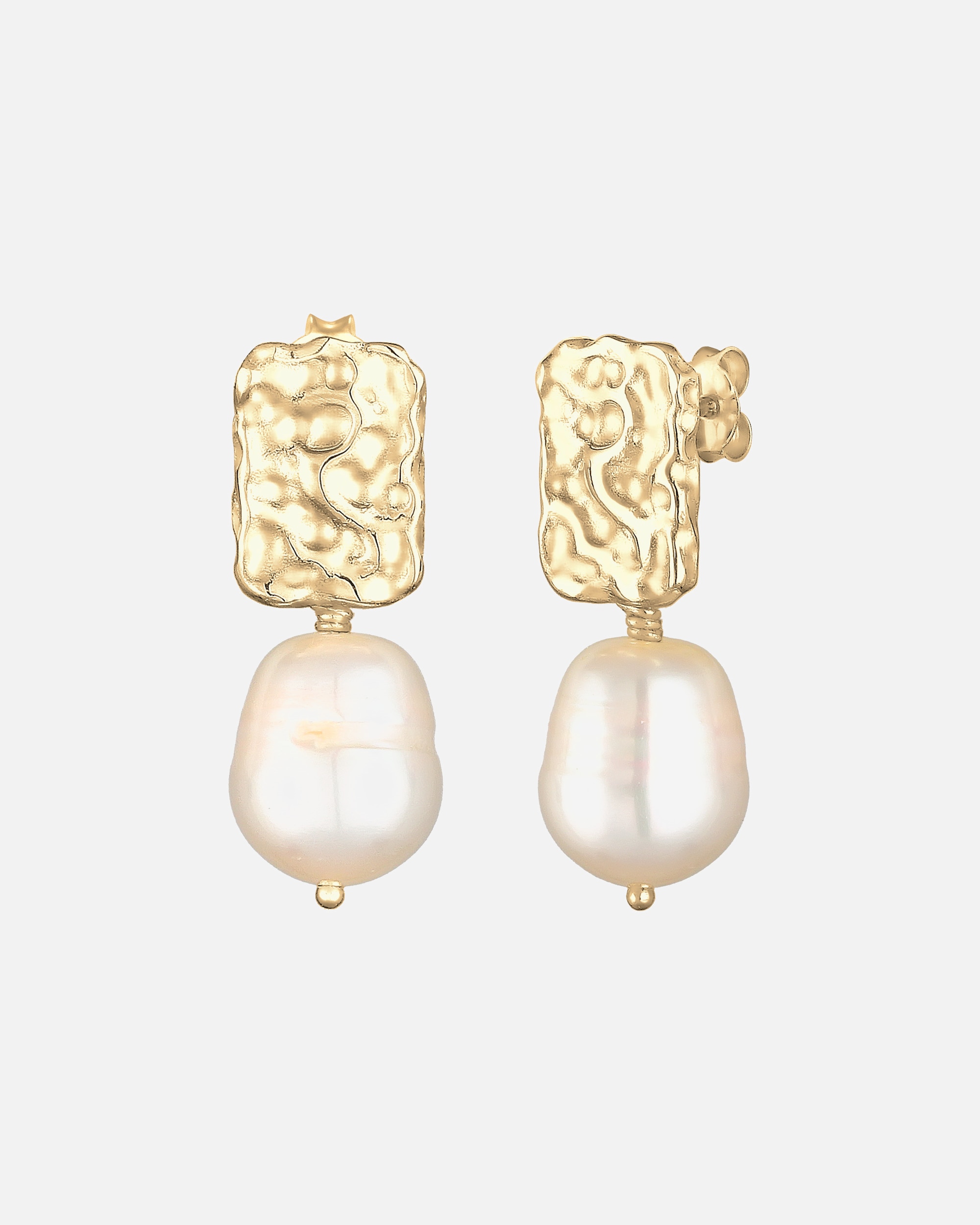 Ohrringe für Weiblich Elli PREMIUM Hänger Barock Süßwasserperle Organic 925 Silber goldfarben