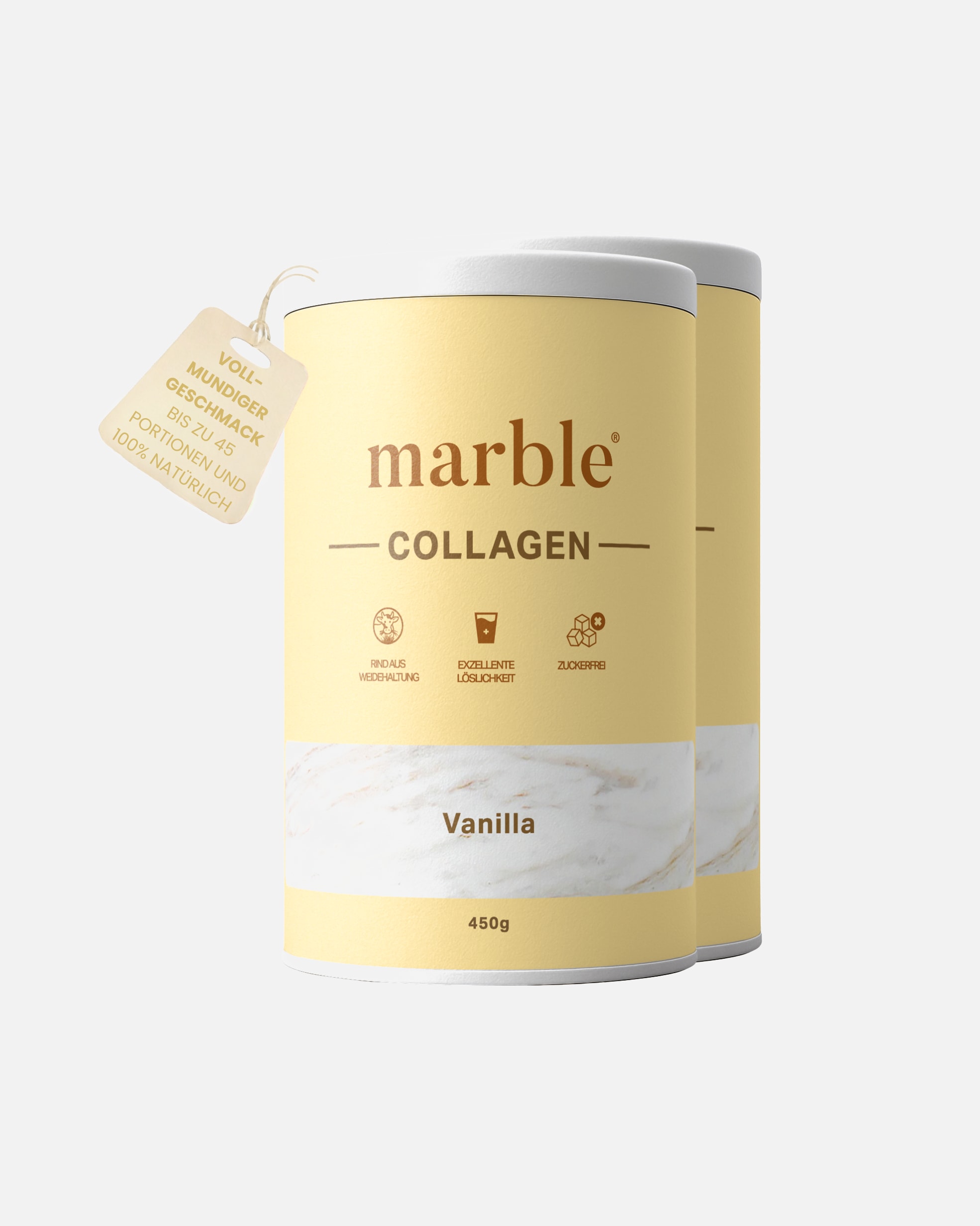 Nahrungsergänzung Haut für Unisex marble Collagen Pulver – Vanille – 2er Pack 2er Pack marble Collagen Vanilla