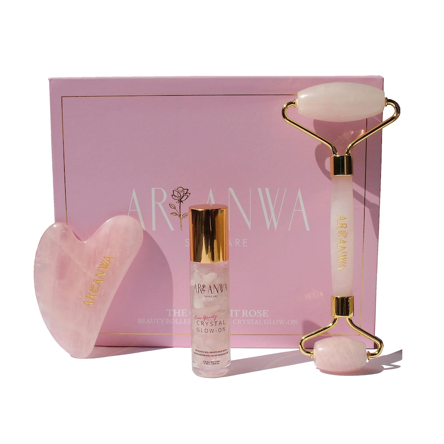 ARI ANWA Skincare The Glow Kit Rose - Gua Sha, Rosenqurz Roller & Roll On mit Rosenwasser Set 1 Damen