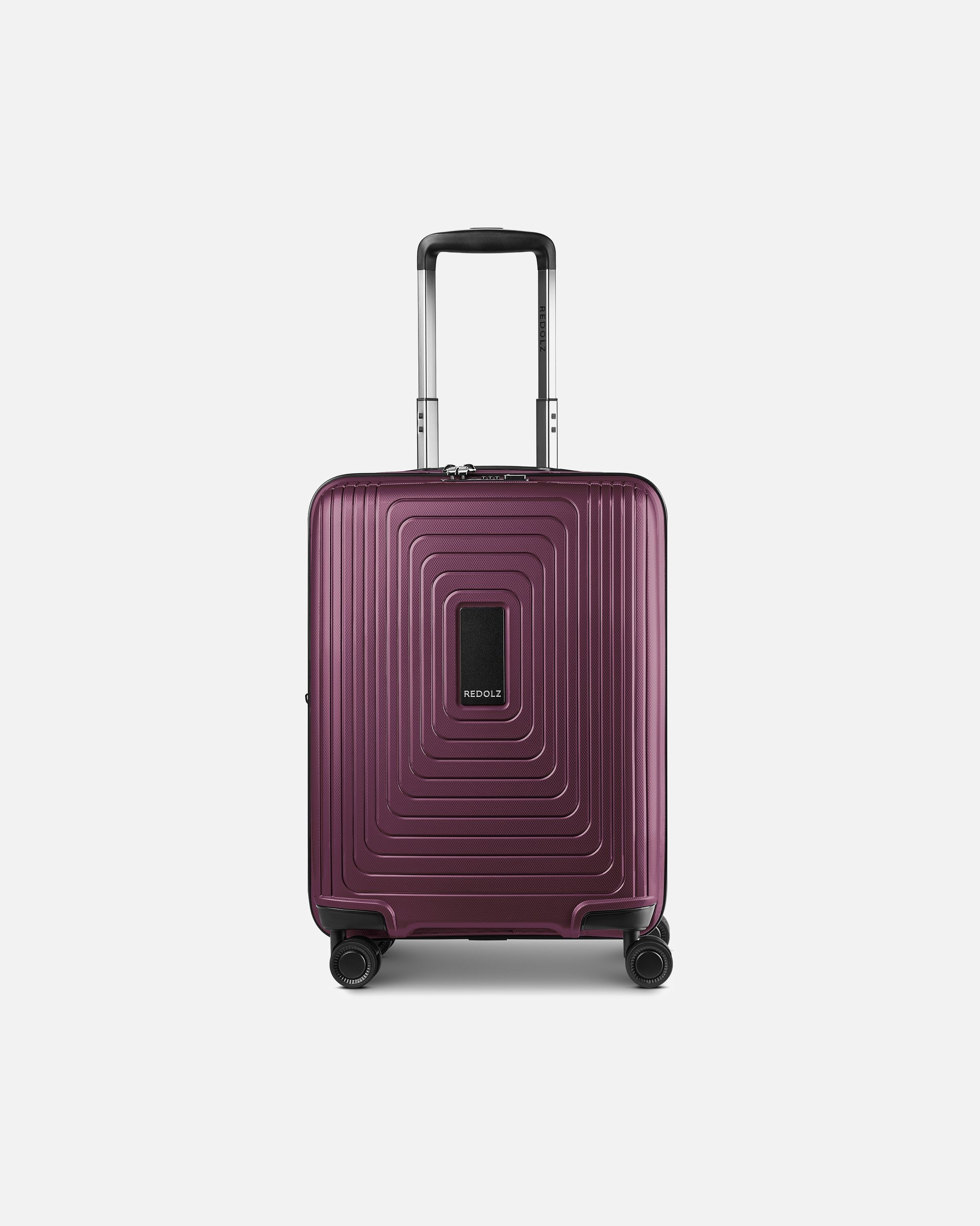 Handgepäckkoffer für Männlich Redolz Essentials 14 4 Rollen Kabinentrolley 55 cm mit Dehnfalte aubergine metallic
