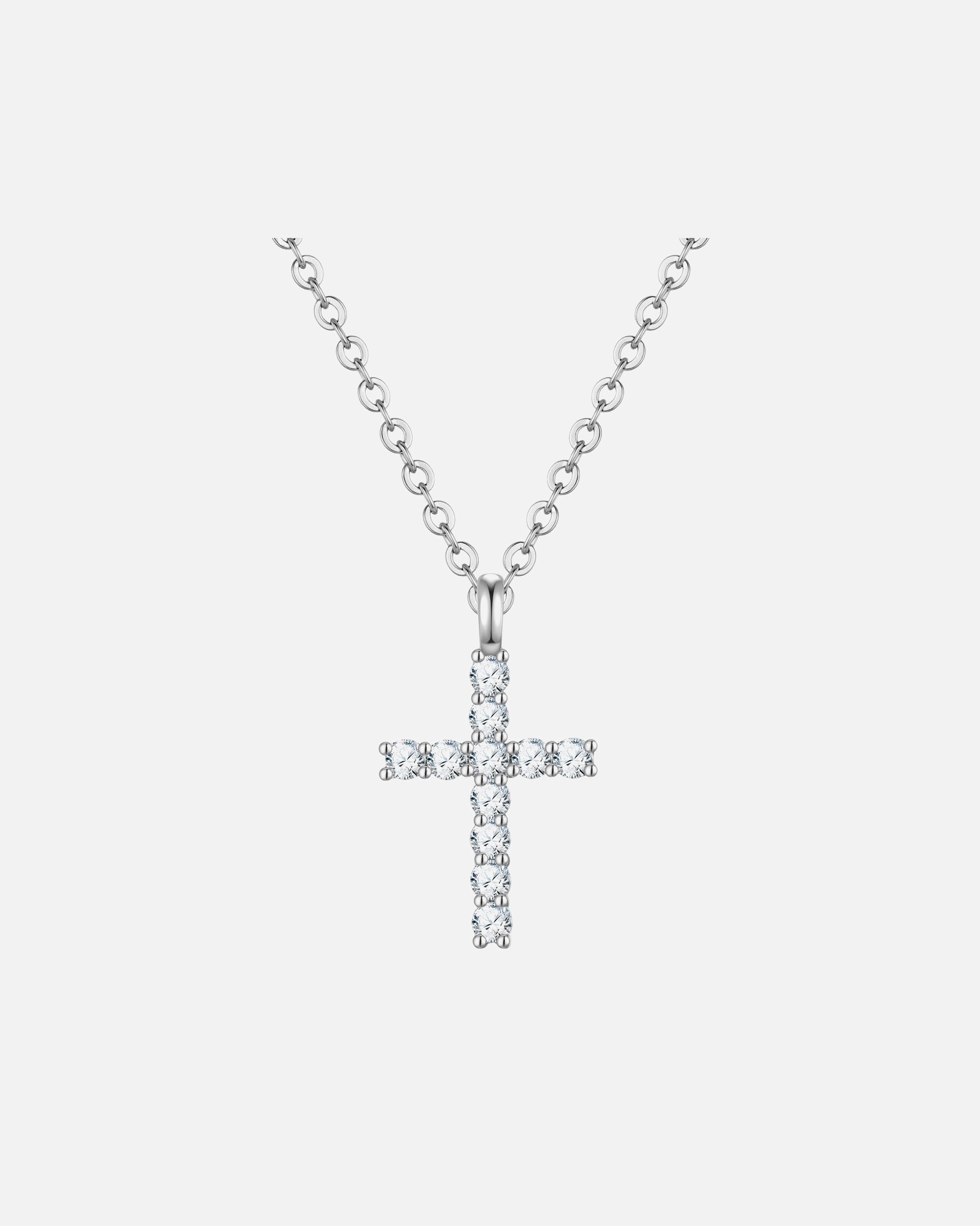 Halskette für Weiblich Lulu & Jane Halskette Kreuz aus Messing in silber mit Zirkonia 40,0 cm Basislänge + 7,0 cm Verlängerung