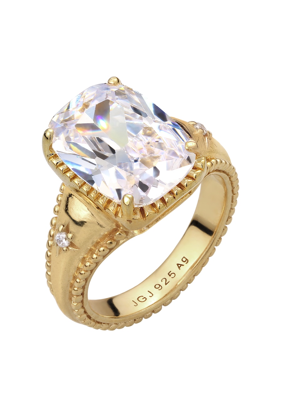 Elli Verlobungsring Zirkonia Weiß 925 Sterling Silber vergoldet 52 Damen