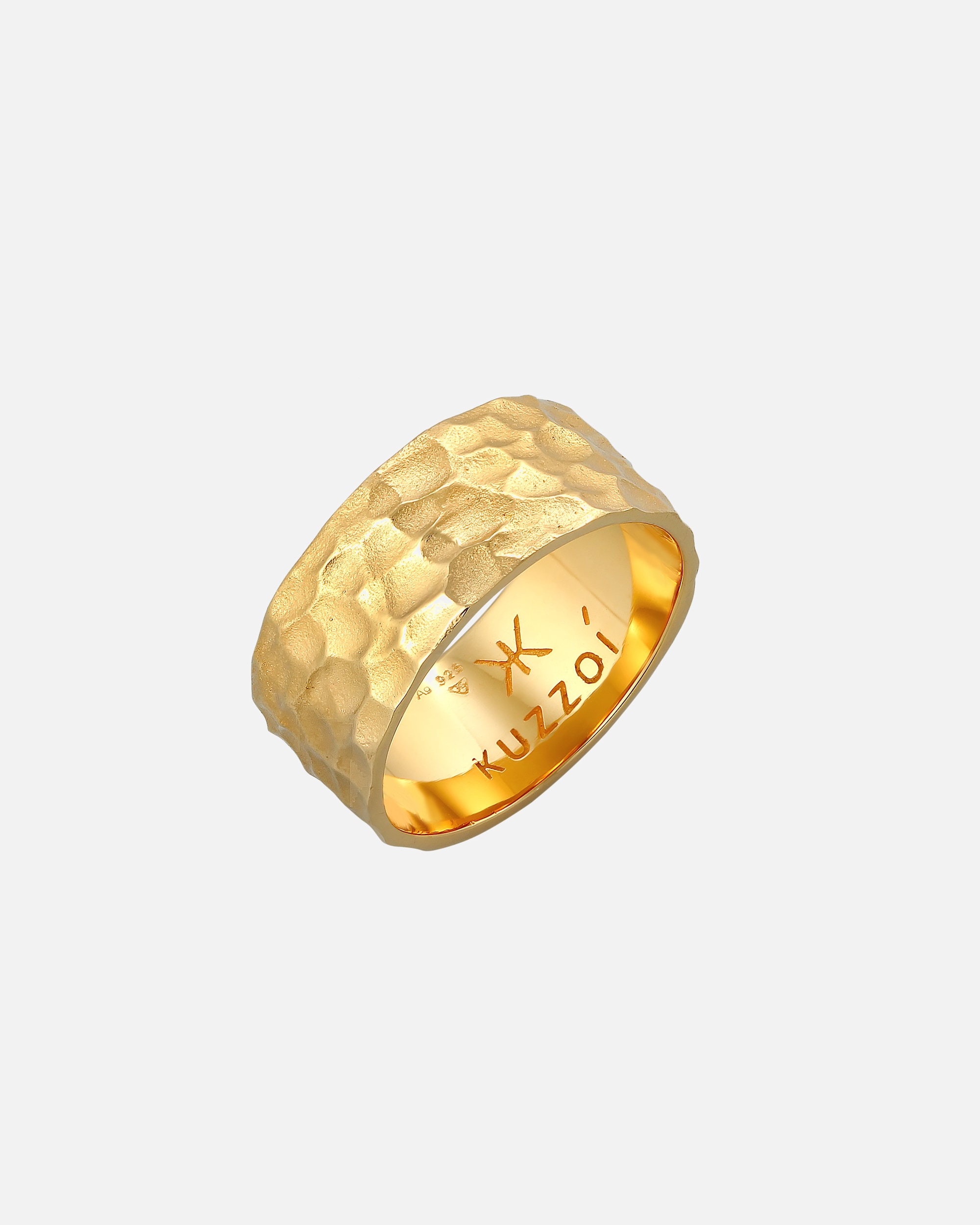 Ring für Männlich KUZZOI Herren Bandring Gehämmert Oxidiert 925 Silber 62