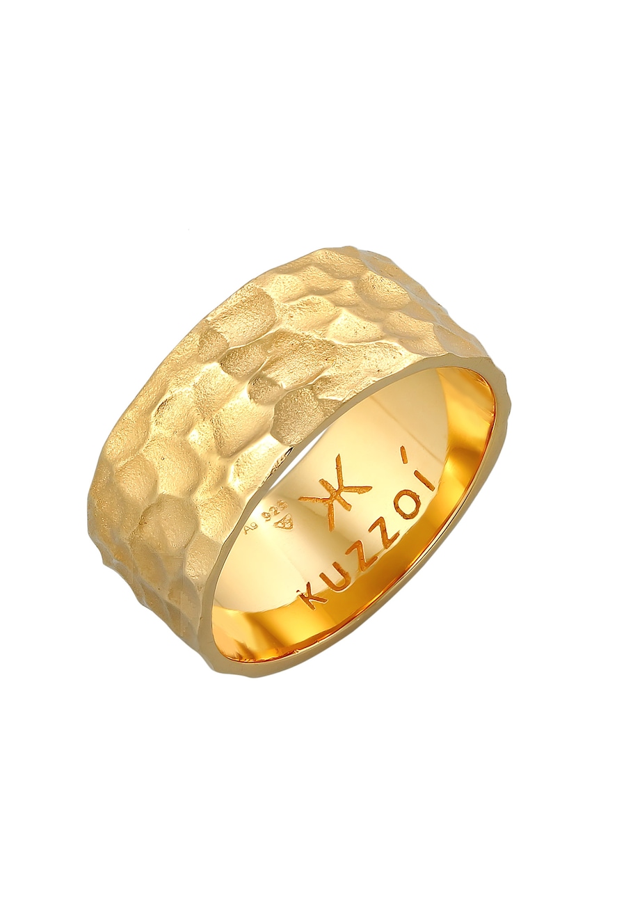 KUZZOI Herren Bandring Gehämmert Oxidiert 925 Silber 62