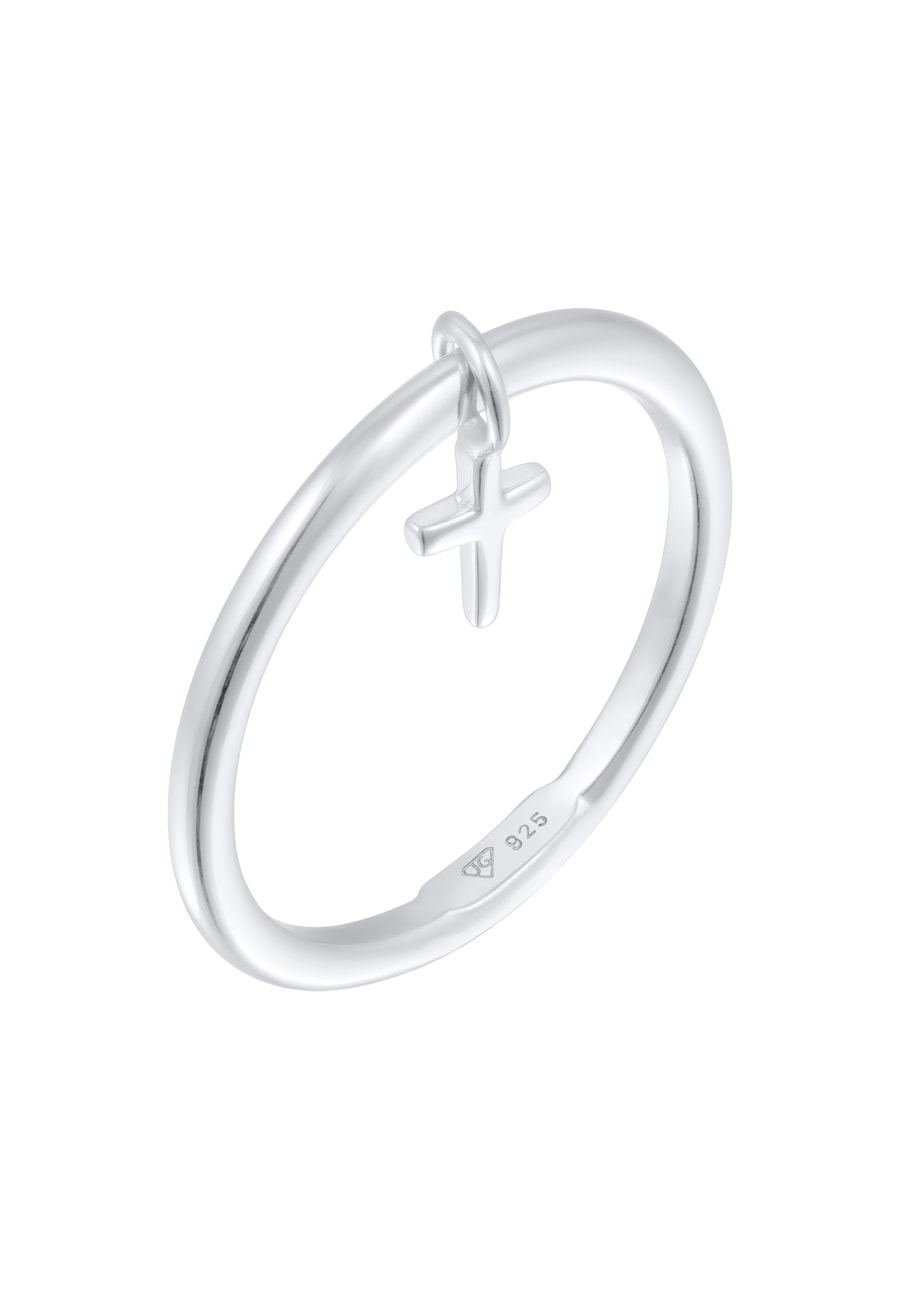 Elli Bandring Stapelring Kreuz 925 Ring vergoldet 56 Damen