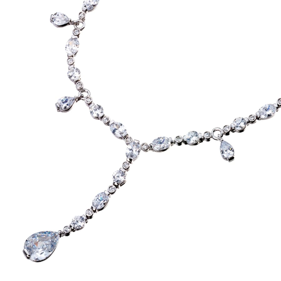 Giorgio Martello Milano Collier mit weißen Zirkonia Steinen, Silber 925 45 cm Weiss Damen