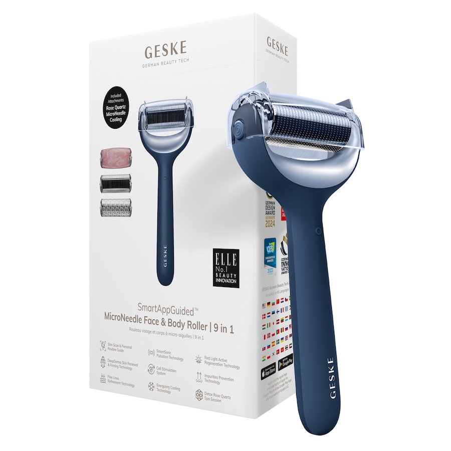Geske SmartAppGuided MicroNeedle Face & Body Roller | 9 in 1 Midnight