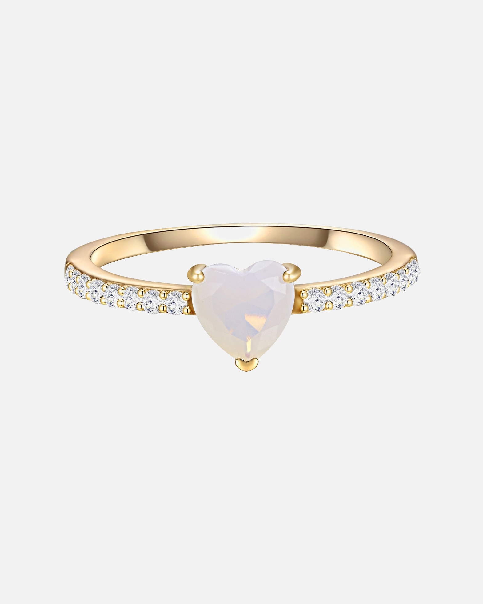 Ring für Weiblich Glanzstücke München Ring Herz aus Sterling Silber in gelbgold mit Mondstein (synth.) 52