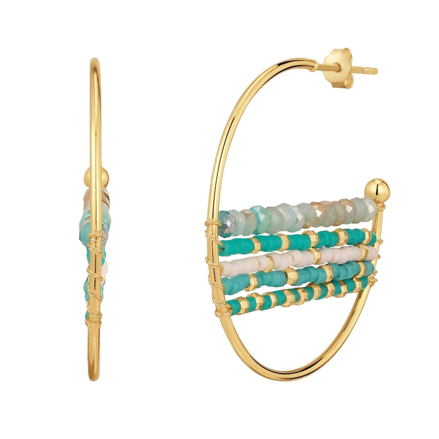 Yokoamii Creolen aus Messing in Gelbgold mit Glas 35,6 mm Damen