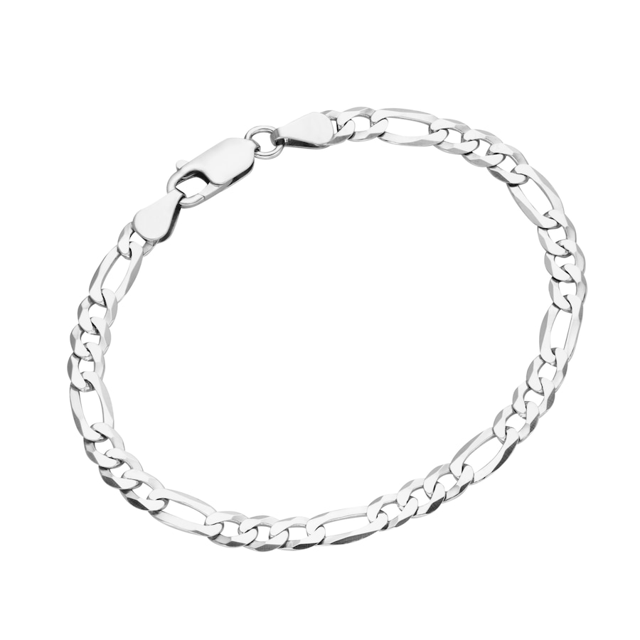Smart Jewel Armband Figarokette 3/1 diamantiert, massiv, Silber 925 21 cm Damen