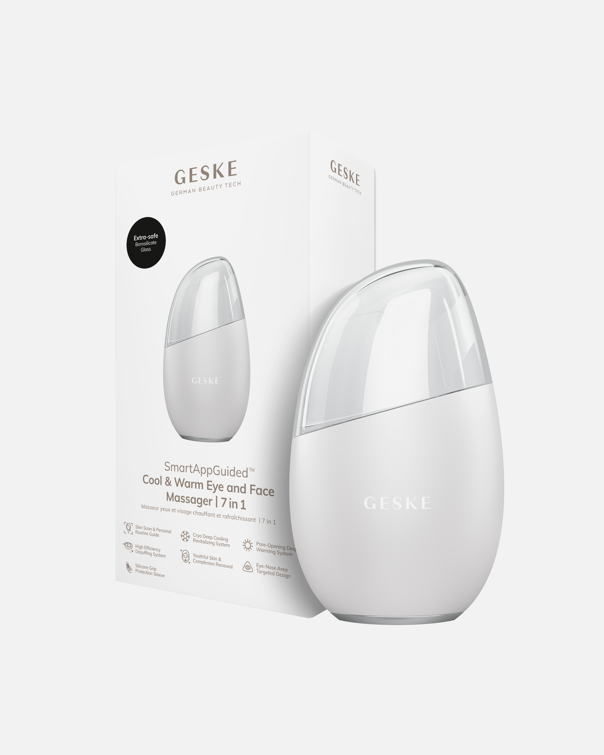 Elektrisches Gesichtsmassagegerät für Unisex GESKE GESKE SmartAppGuided™ Cool & Warm Eye & Face Massager | 7 in 1 White