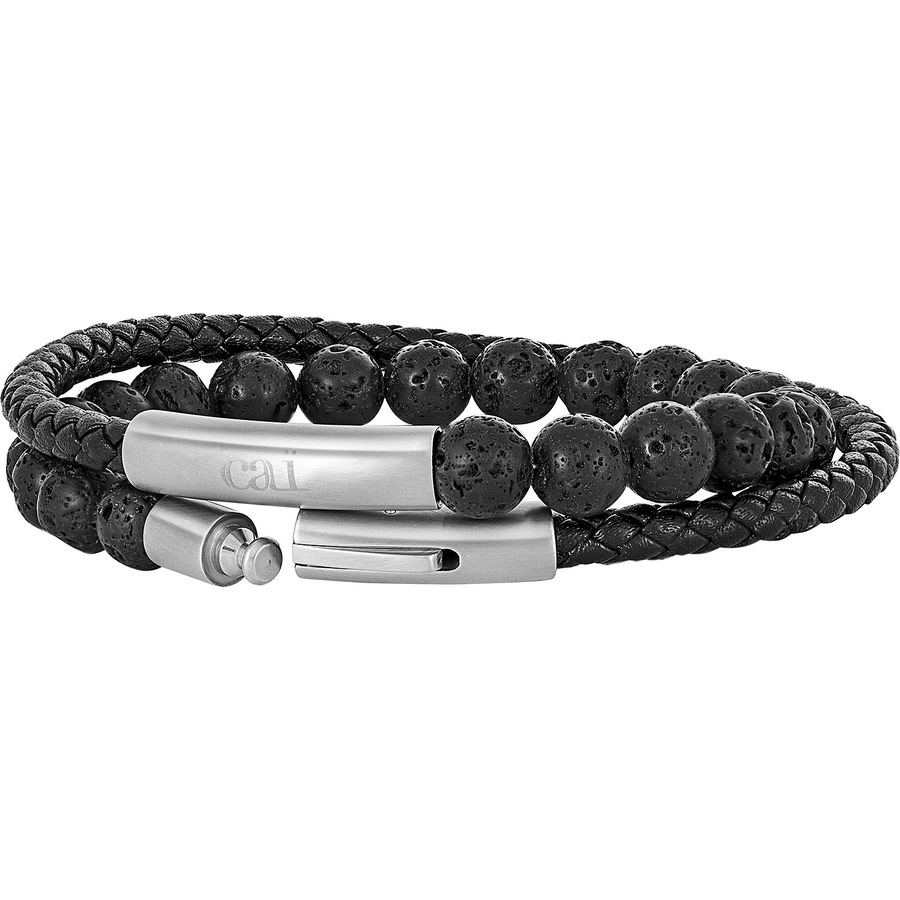 caï Armband Edelstahl, Leder One Size Herren