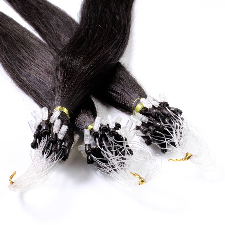 hair2heart Microring Extensions Echthaar #4/0 Mittelbraun 0.5g 60cm Schwarz Damen