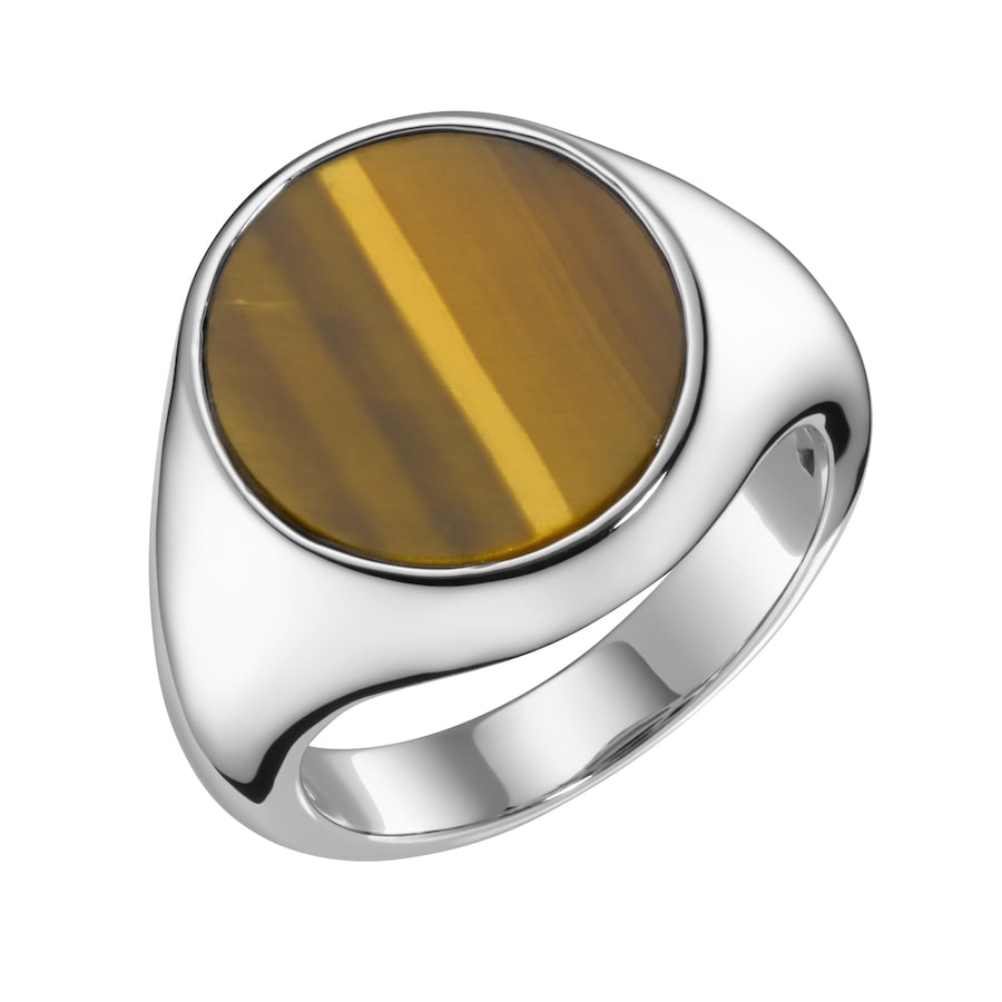 Giorgio Martello Milano Ring Siegelring mit Tigerauge, Silber 925 62 Braun