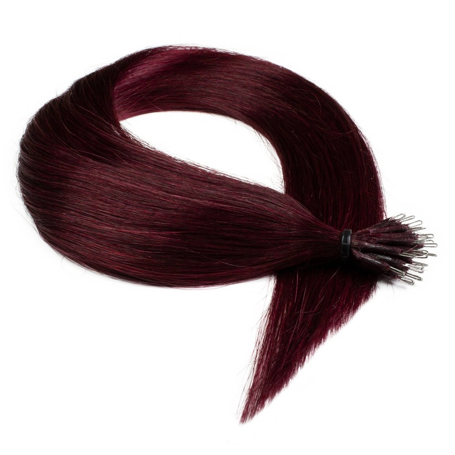 hair2heart Nanoring Extensions Premium Echthaar #55/66 Hellbraun Intensiv Violett-Intensiv 1g 60cm Schwarz Damen