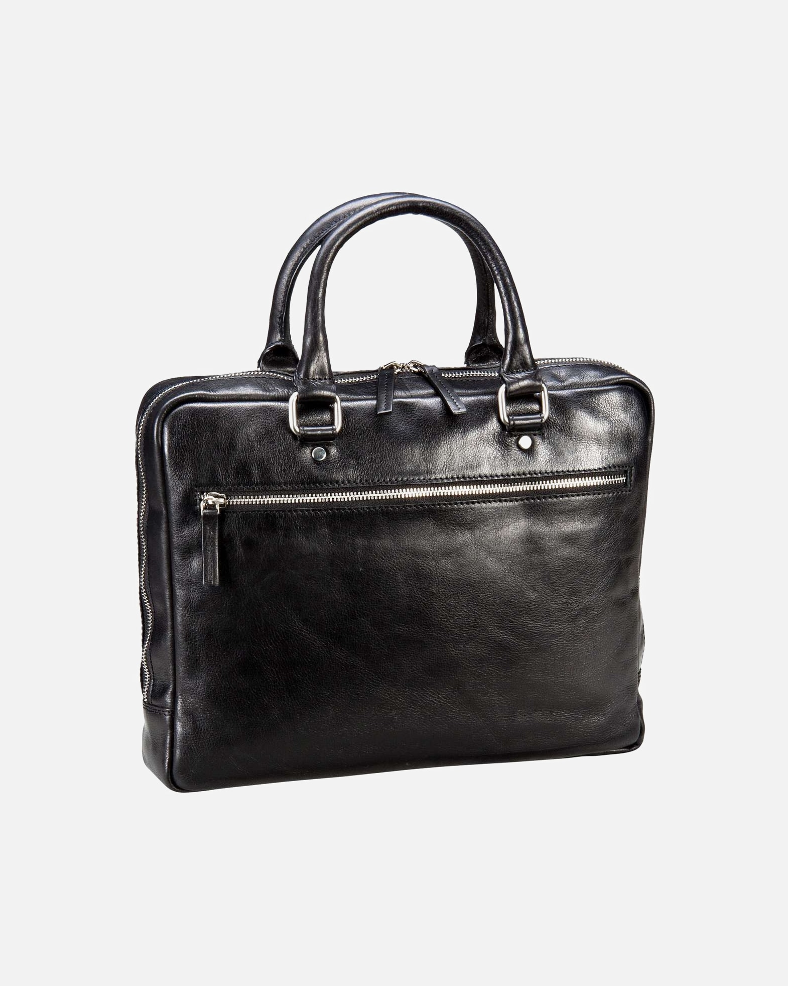 Laptoptasche für Männlich Leonhard Heyden Cambridge Aktentasche Leder 37 cm Laptopfach Schwarz