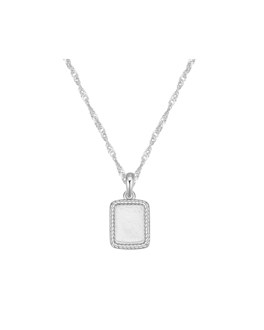 Hey Happiness Halskette mit quadratischem Kordel-Anhänger – 925 Sterling Silber Damen