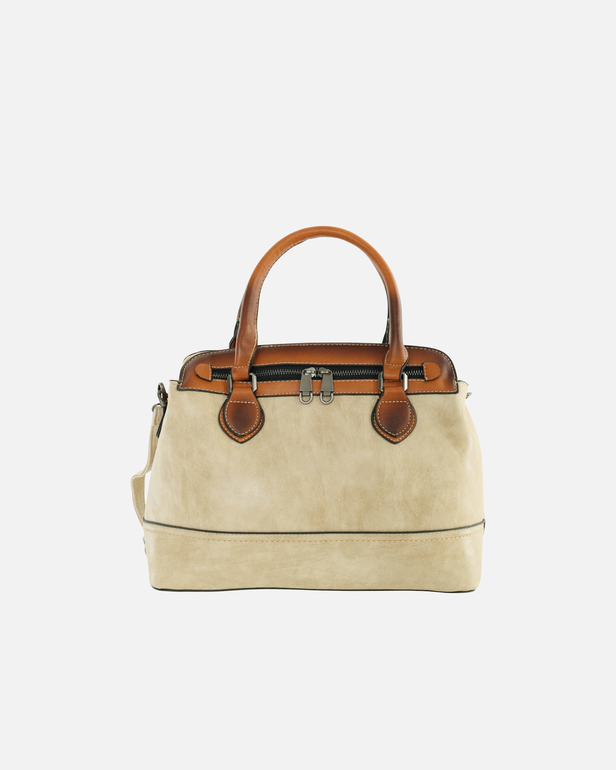 Handtasche für Unisex HARPA Henkeltasche VALERA mit zwei Hauptfächern und Handyfach beige-braun