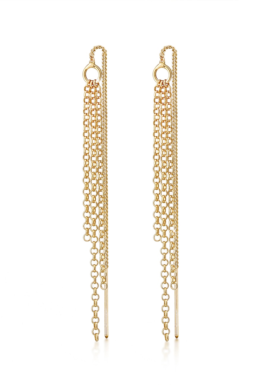 Elli Trendige Ohrhänger Ketten Durchzieher 925 Silber goldfarben Damen