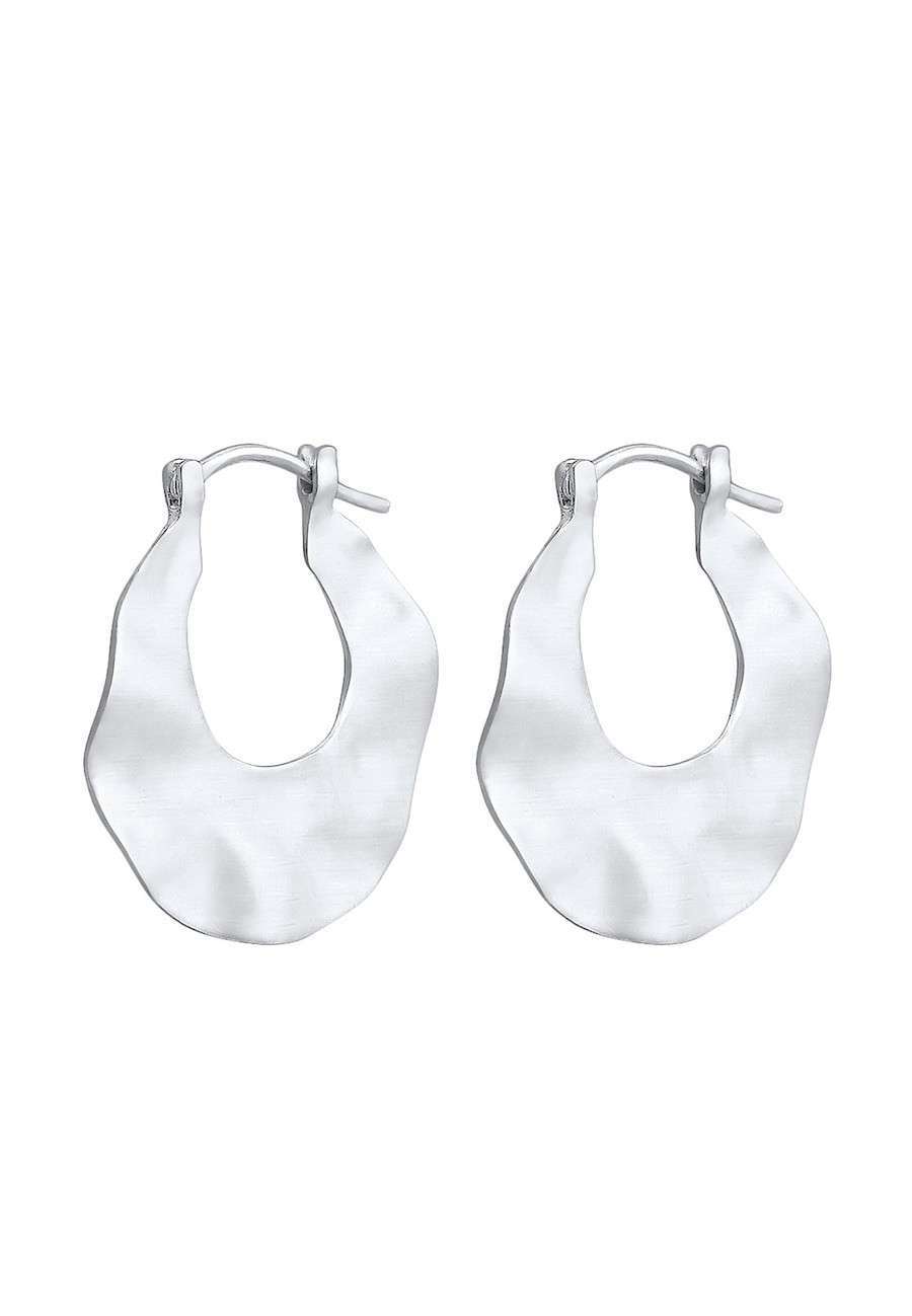 Elli Wave Creolen Hänger Organic Look Matt 925 Silber silberfarben Damen