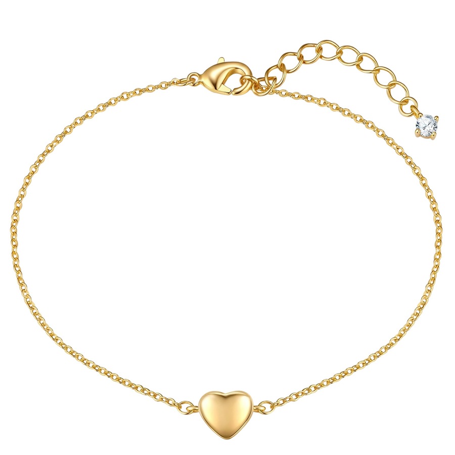 Lulu & Jane Armband Herz aus Messing in gelbgold mit Zirkonia 17,0 cm Basislänge + 3,0 Verlängerung Damen