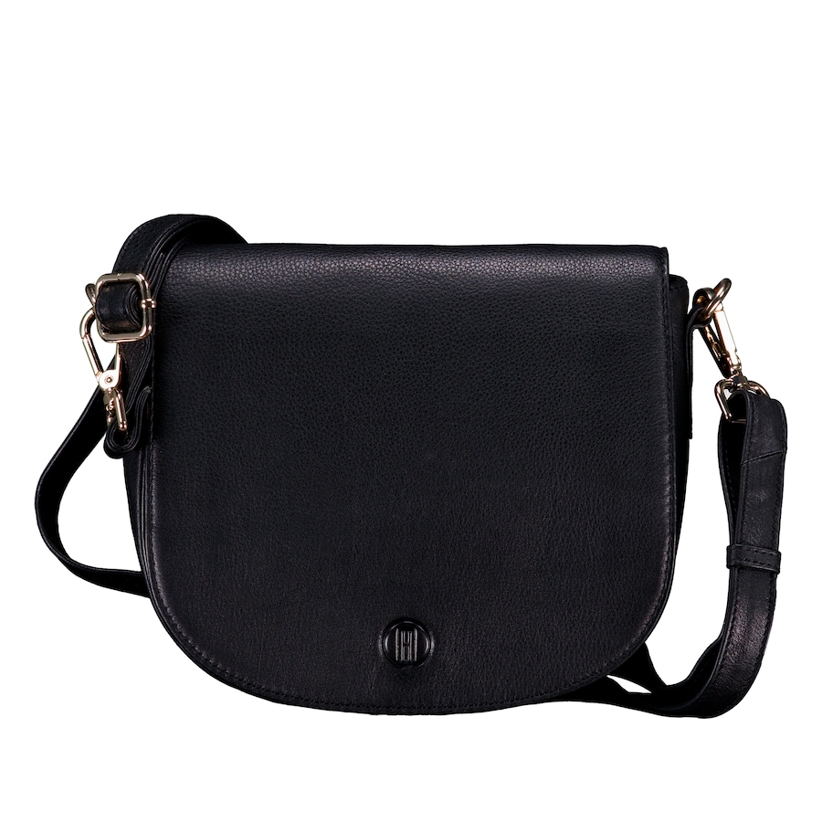 Hausfelder Manufaktur Satteltasche Nappa mit Goldfittings Schwarz Damen