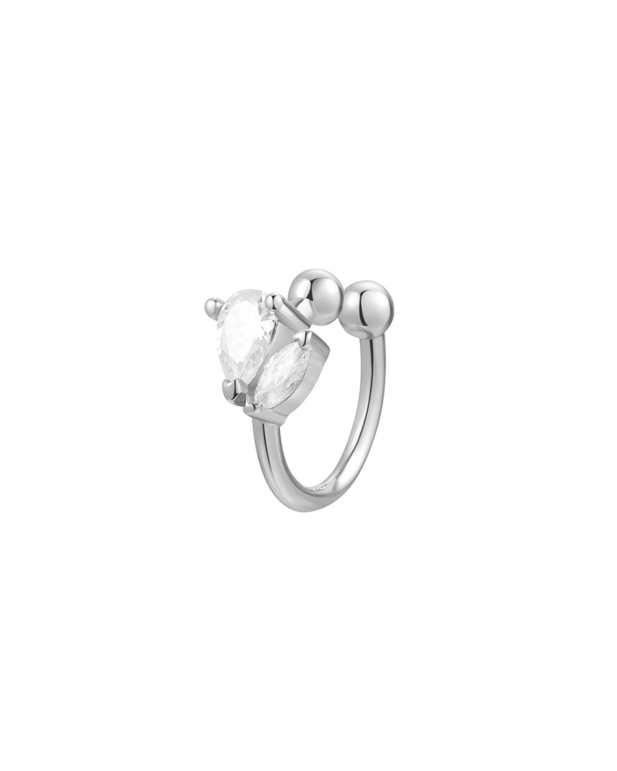 Hey Happiness Funkelnde Ohrklemme mit Zirkonia – 925er Sterlingsilber Silber Damen