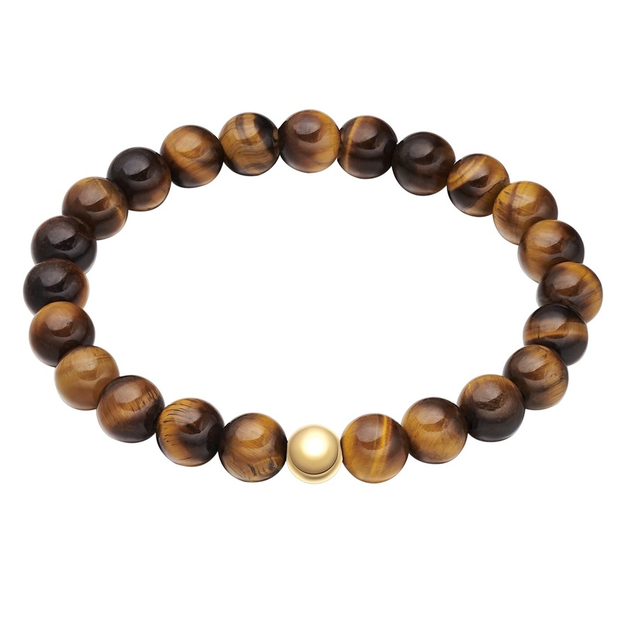 True Rebels Armband aus Edelstahl in gelbgold mit Tigerauge 19,0 cm Herren