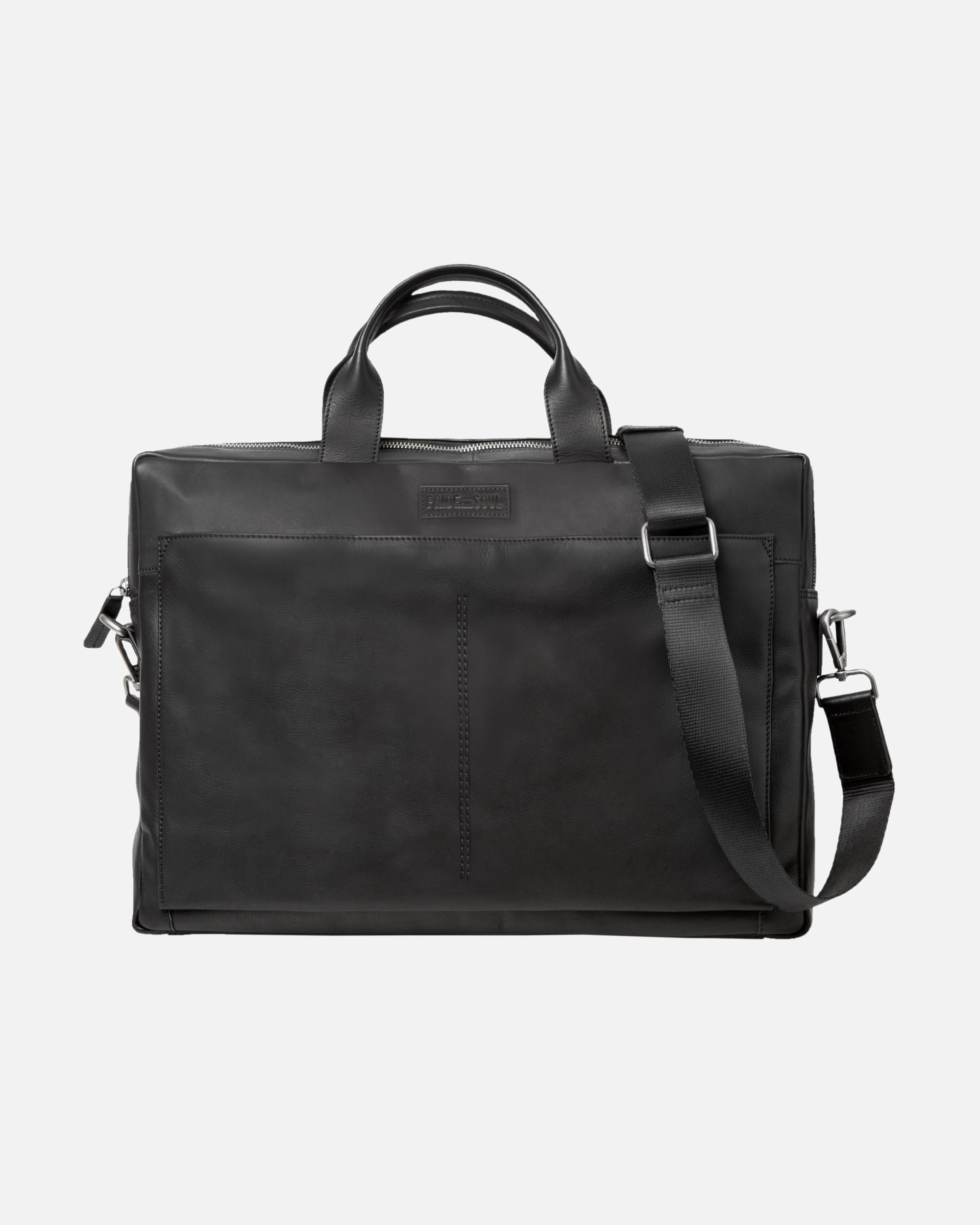 Laptoptasche für Männlich Pride and Soul Mover Aktentasche Leder 37 cm Laptopfach schwarz