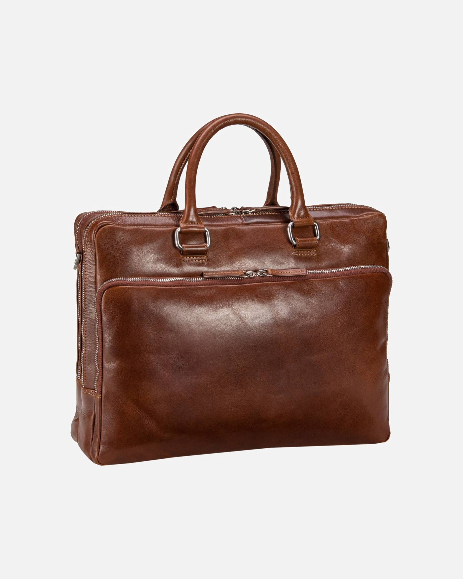 Laptoptasche für Männlich Leonhard Heyden Aktentasche Cambridge 5261 RV-Aktenmappe 2 Fächer Cognac