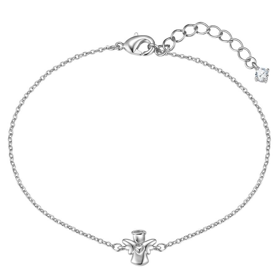 Lulu & Jane Armband Engel aus Messing in silber mit Zirkonia 17,0 cm Basislänge + 3,0 Verlängerung Damen