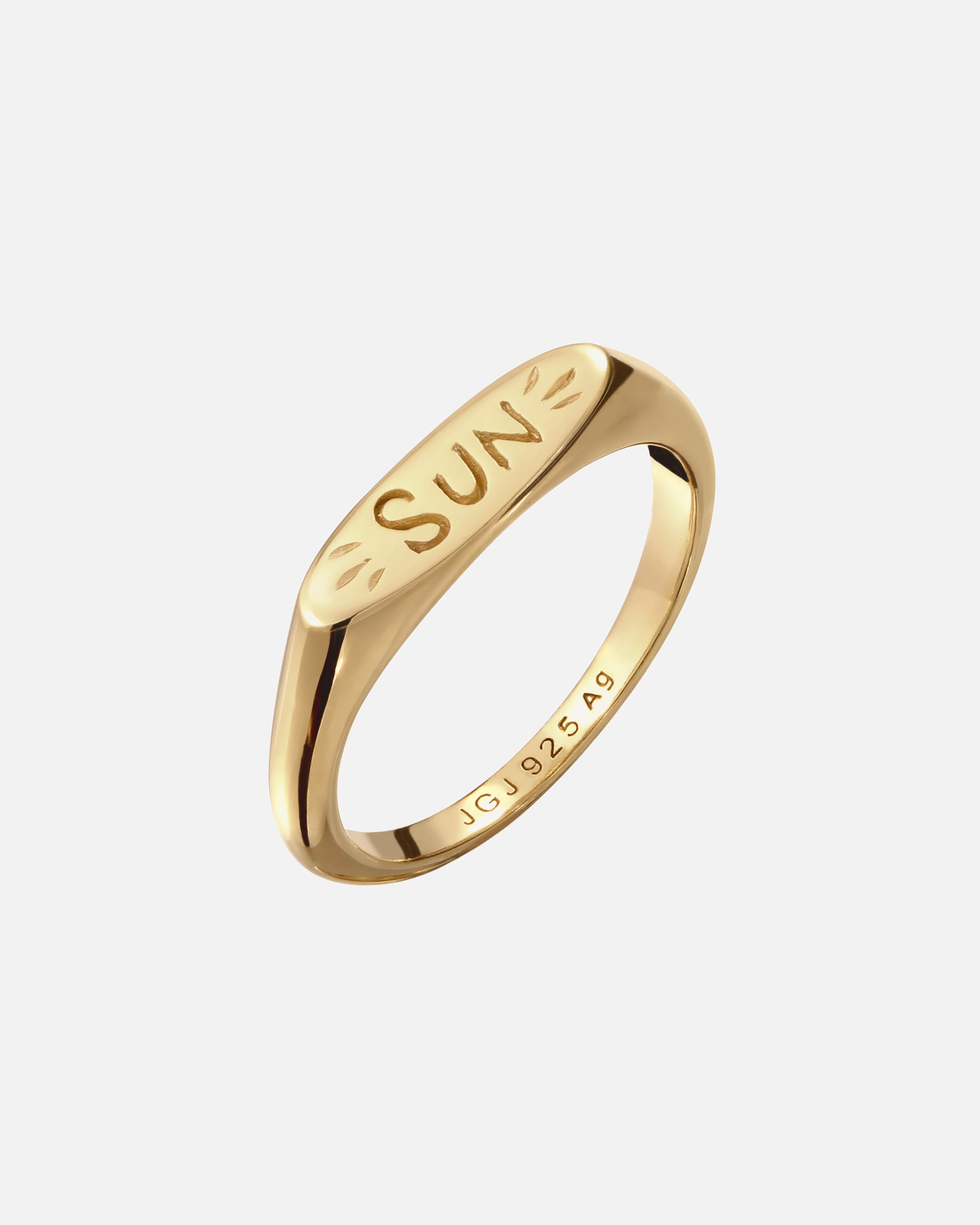Ring für Weiblich Elli Siegelring Sonne 925 Sterling Silber vergoldet 52