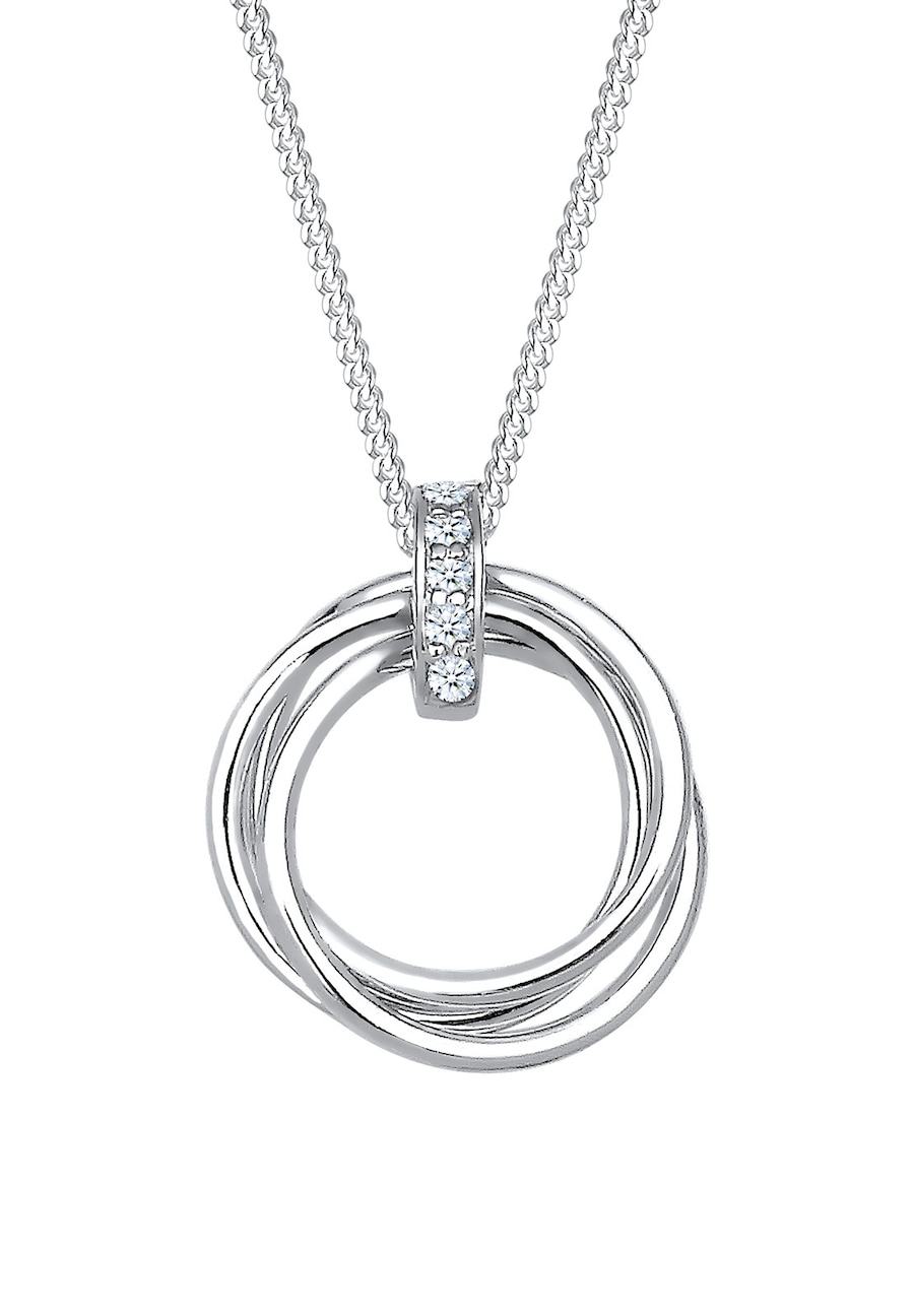 Elli DIAMONDS Kreis Trio Diamant (0.025 ct.) 925 Silber Weiß Damen