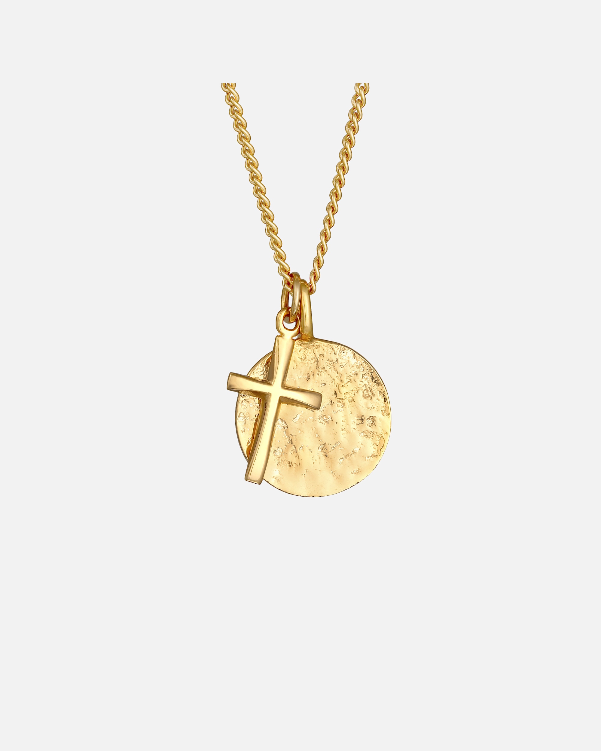 Halskette für Männlich KUZZOI Herren Coin Antik Kreuz Trend Modern 925 Silber goldfarben