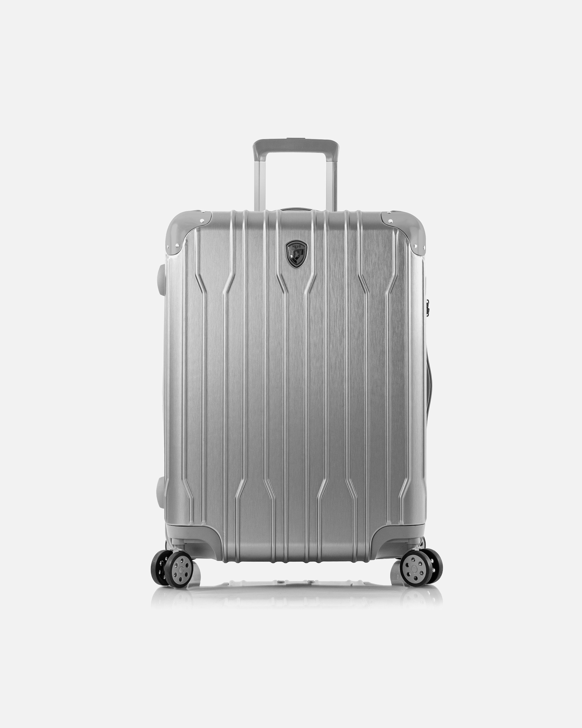Koffer für Männlich Heys Xtrak 4 Rollen Trolley M 66 cm mit Dehnfalte silver