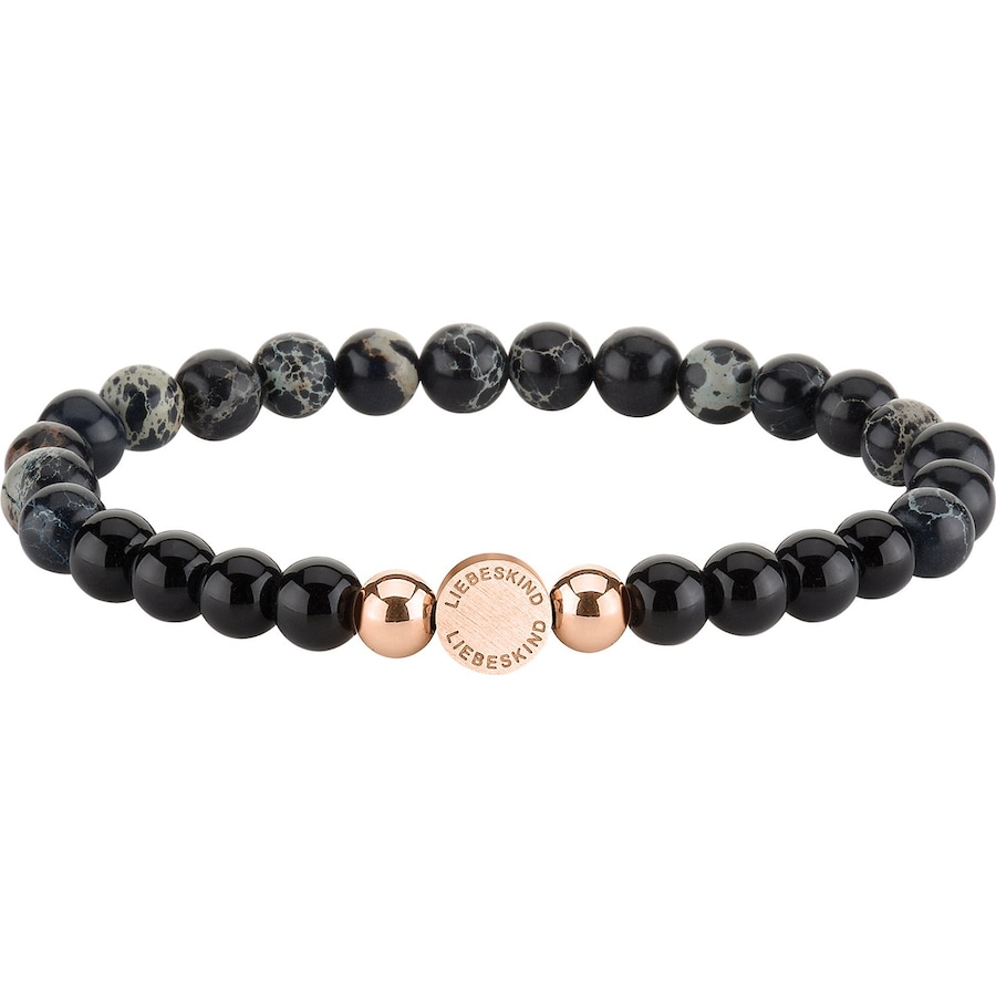 Liebeskind Armband Stein, Edelstahl rosé, schwarz Schwarz Damen
