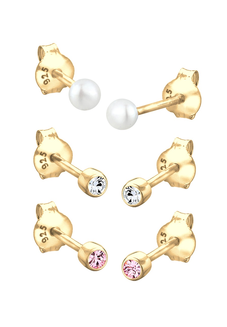 Elli Kugel Perle Set 925 Silber, mit Kristallen von Swarovski goldfarben Damen