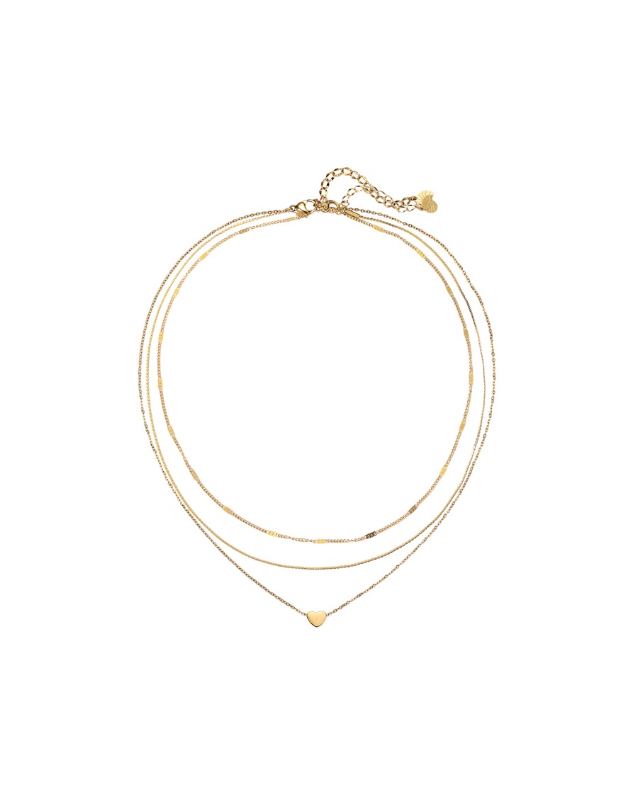 Hey Happiness Layering Ketten-Set mit Herzanhänger Gold Damen
